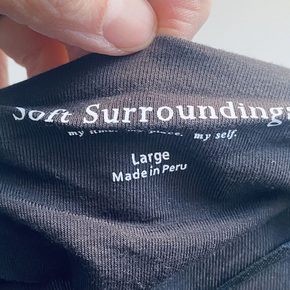Soft Surroundings Open Cardigan Large Black Sweater Ruched Metal MInimalist - Picture 5 of 7